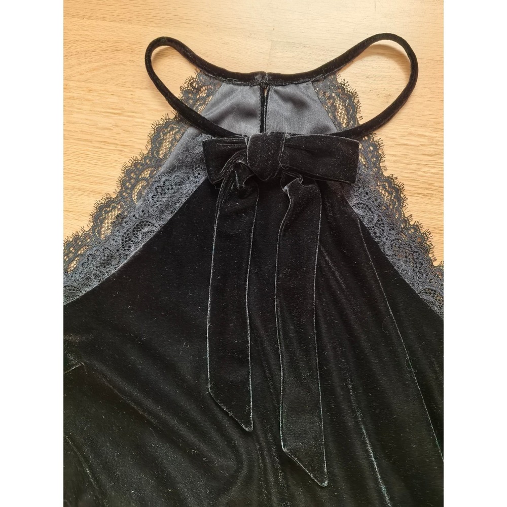 BCBG Generation Black Velvet Halter Dress 2 Lace‎ Bow Mob Luxe Coquette Party - Picture 8 of 8